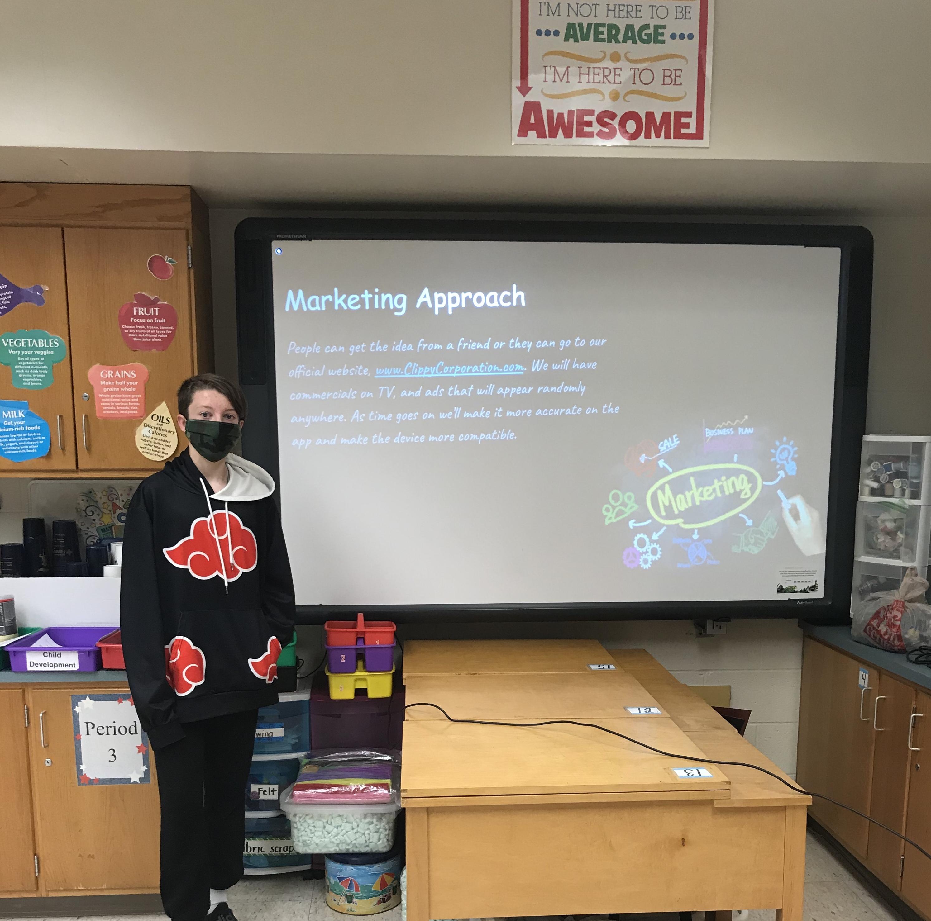Student making presentation